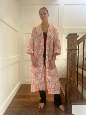 100% Cotton Long Robe in Seuss (Pink)
