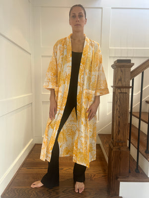 100% Cotton Long Robe In the Wild (yellow)