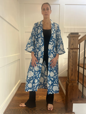 100% Cotton Long Robe in Seuss (royal blue)