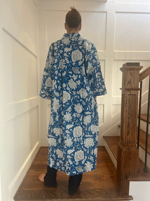 100% Cotton Long Robe in Seuss (royal blue)