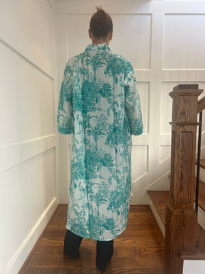 100% Cotton Long Robe in In the Wild (teal)