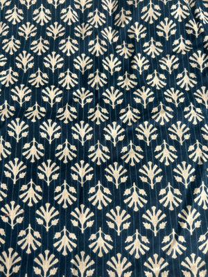 100% Cotton Long Robe in Buta (indigo)