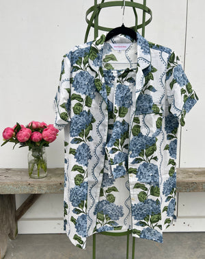 100% Cotton Shorty Pajama Set in Hydrangea (blue)