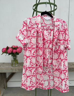 100% Cotton Shorty Pajama Set in Pretty in Pink (pink)