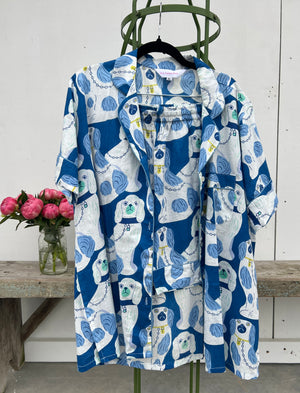 100% Cotton Shorty Pajama Set in Stafford Dogs (blue)