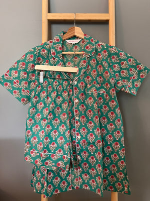 100% Cotton Shorty Pajama Set in Holly Hock