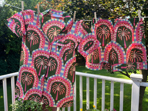 100% Cotton Shorty Pajama Set in Funky Fronds (green)