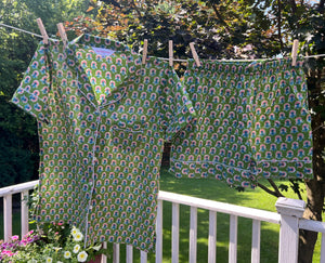 100% Cotton Shorty Pajama Set in Marigold (green)