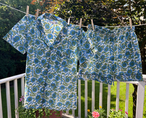 100% Cotton Shorty Pajama Set in Blue Bell