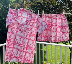 100% Cotton Shorty Pajama Set in Pretty in Pink (pink)
