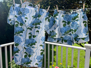 100% Cotton Shorty Pajama Set in Hydrangea (blue)