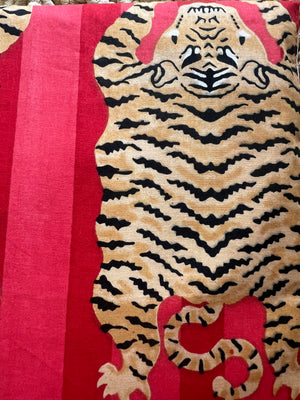 100% Cotton Shorty Pajama Set in Tibetan Tiger (Crimson)