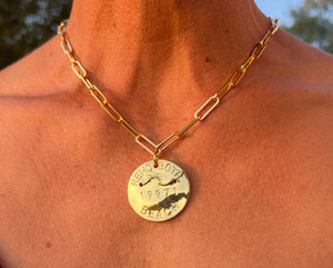 Beach Tag Charm Necklace – 18k Gold Plated