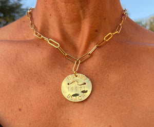 Beach Tag Charm Necklace – 18k Gold Plated