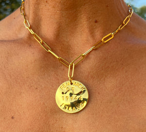 Beach Tag Charm Necklace – 18k Gold Plated