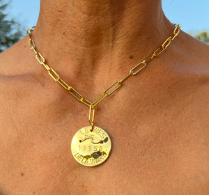 Beach Tag Charm Necklace – 18k Gold Plated