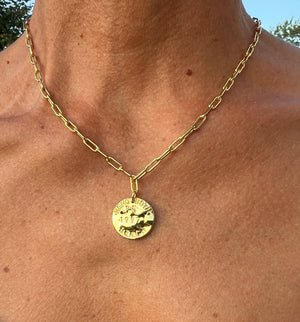 Beach Tag Charm Necklace – 18k Gold Plated