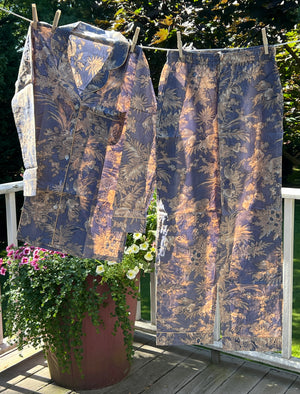 100% Cotton Long Pajama Set in Primrose Denim