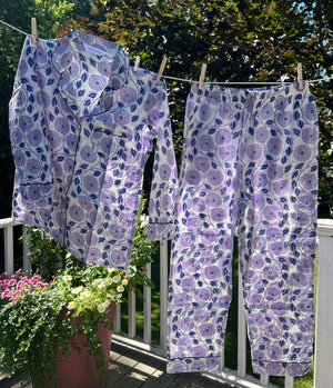100% Cotton Long Pajama Set in Cornflower Purple