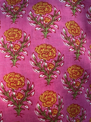 100% Cotton Long Robe in Pink Marigold (Pink)