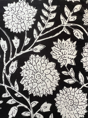 100% Cotton Long Pajama Set in Dahlia Black & White