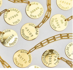 College Tag Charm Necklace – 18k Gold Plated