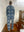 100% Cotton Long Pajama Set in Sunflower Blue