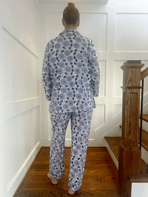 100% Cotton Long Pajama Set in Cornflower Purple