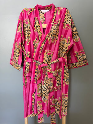 Wildflower (Hot Pink)  cotton short robes for women